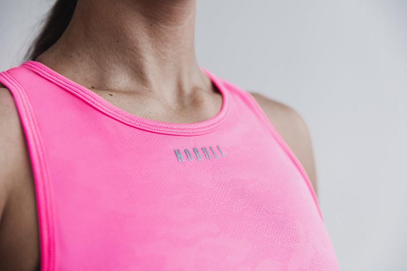 Women's Nobull WoLightweight Textured (NEON Camo) Tanks Pink | SG F3212D